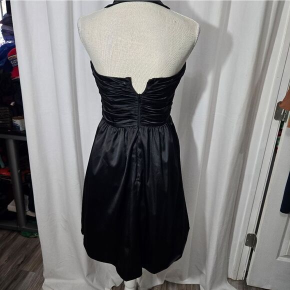 White House Black Market Womens Dress Satin Halter Formal Prom Black sz 2 - Picture 2 of 10